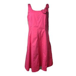 Eliza J Dress Womens Size 14 Solid All Pink Sleeveless Flower Detail Zip Back